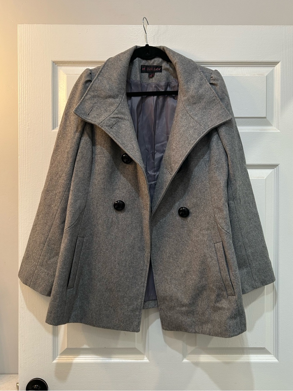 M. Julian Gray Double Breasted Women’s Pea Coat Size Large - Picture 3 of 11